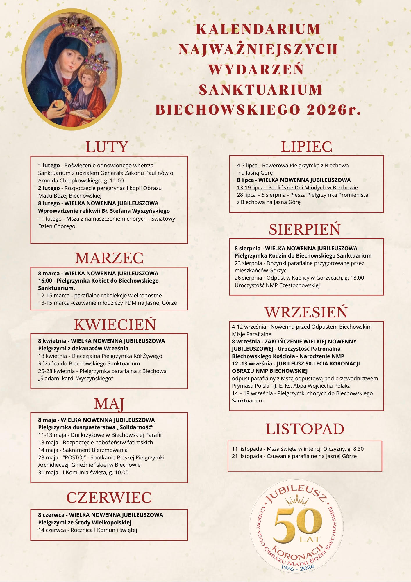 50-lecie koronacji Cudownego Obrazu